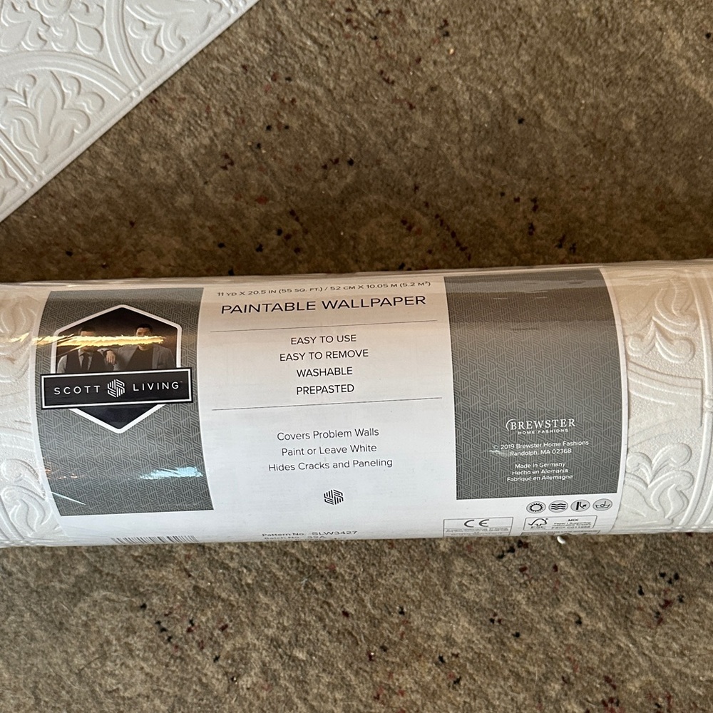 Scott Living White Paintable Wallpaper